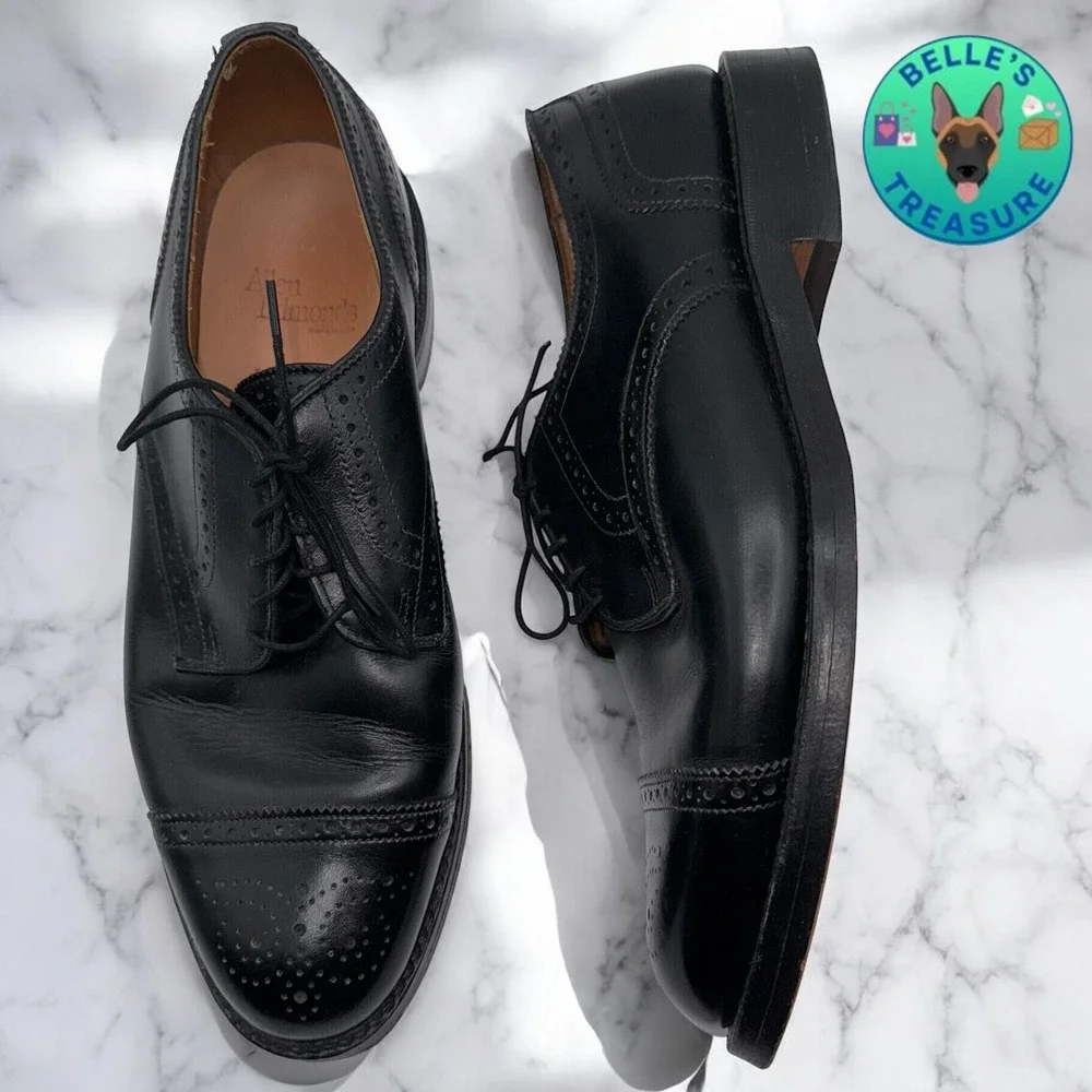Allen Edmonds Lexington Oxford Dress Shoes Brogue Leather Black Men's 9.5 D Wide